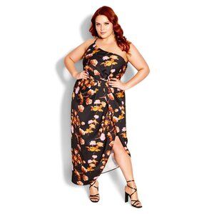 NWT City Chic Black Floral One Shoulder Vivid Dress